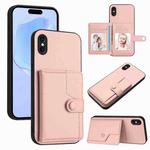 For iPhone XS / X Button Card Bag RFID Anti-theft Phone Case(Pink)