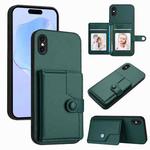 For iPhone XS / X Button Card Bag RFID Anti-theft Phone Case(Green)