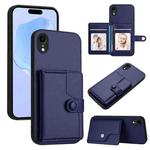 For iPhone XR Button Card Bag RFID Anti-theft Phone Case(Blue)