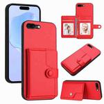 For iPhone 8 Plus / 7 Plus Button Card Bag RFID Anti-theft Phone Case(Red)