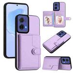 For Motorola Moto G85 EU Version Button Card Bag RFID Anti-theft Phone Case(Purple)