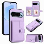 For Google Pixel 9 Pro Button Card Bag RFID Anti-theft Phone Case(Purple)