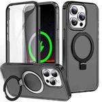 For iPhone 15 Pro Max Frosted Skin Feel MagSafe Holder 360 Full Body Phone Case(Black)