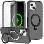 For iPhone 15 Plus Frosted Skin Feel MagSafe Holder 360 Full Body Phone Case(Black)