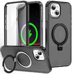 For iPhone 14 Frosted Skin Feel MagSafe Holder 360 Full Body Phone Case(Black)