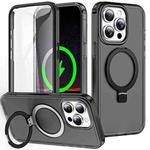 For iPhone 14 Pro Max Frosted Skin Feel MagSafe Holder 360 Full Body Phone Case(Black)