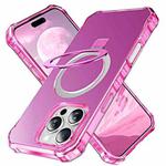 For iPhone 16 Pro Max Solid Color Wave MagSafe Holder Phone Case(Rose Red)