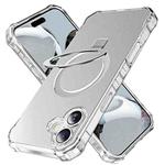 For iPhone 16 Plus Solid Color Wave MagSafe Holder Phone Case(Silver)