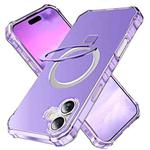 For iPhone 16 Plus Solid Color Wave MagSafe Holder Phone Case(Purple)