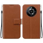 For Realme 11 Pro / 11 Pro+ Ultra-thin Voltage Magnetic Buckle Leather Phone Case(Brown)