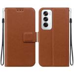 For OPPO Reno12 5G Global Ultra-thin Voltage Magnetic Buckle Leather Phone Case(Brown)