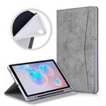 For Samsung Galaxy Tab S6 Lite P610/P615 Marble Cloth Texture TPU Horizontal Flip Leather Case with Holder & Card Slot & Pen Slot(Grey)