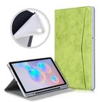 For Samsung Galaxy Tab S6 Lite P610/P615 Marble Cloth Texture TPU Horizontal Flip Leather Case with Holder & Card Slot & Pen Slot(Green)