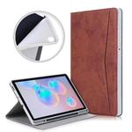 For Samsung Galaxy Tab S6 Lite P610/P615 Marble Cloth Texture TPU Horizontal Flip Leather Case with Holder & Card Slot & Pen Slot(Brown)