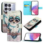 For Redmi K70 Ultra 5G Global 3D Painting Horizontal Flip Leather Phone Case(Grey Owl)