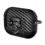 For AirPods Pro 2 Carbon Fiber Pattern Skull Lock Bluetooth Earphone Protective Case(Black)