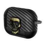 For AirPods Pro 2 Carbon Fiber Pattern Skull Lock Bluetooth Earphone Protective Case(Copper)