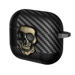 For AirPods 3 Carbon Fiber Pattern Skull Lock Bluetooth Earphone Protective Case(Copper)