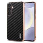 For Samsung Galaxy S25 5G AZNS Electroplated Edge Carbon Fiber Texture Phone Case(Black)