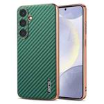 For Samsung Galaxy S25+ 5G AZNS Electroplated Edge Carbon Fiber Texture Phone Case(Green)
