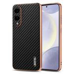 For Samsung Galaxy S25 Edge 5G AZNS Electroplated Edge Carbon Fiber Texture Phone Case(Black)