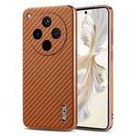 For OPPO Find X8s+ AZNS Electroplated Edge Carbon Fiber Texture Phone Case(Brown)