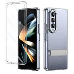 For Samsung Galaxy Z Fold4 Ice-Cold Holder PC Hybrid TPU Phone Case(Silver)