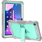 For Lenovo Tab M10 3rd Gen / TB328 Silicone Hybrid PC Tablet Case with Holder(Grey Mint Green)