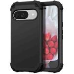 For Google Pixel 9 3 in 1 Silicone Hybrid PC Shockproof Phone Case(Black)