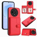 For OPPO A3 Pro 5G Button Card Bag RFID Anti-theft Phone Case(Red)