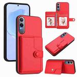 For OPPO K12x Button Card Bag RFID Anti-theft Phone Case(Red)