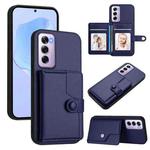 For OPPO Reno12 Pro Global Button Card Bag RFID Anti-theft Phone Case(Blue)