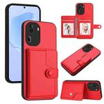 For OPPO Reno11 Pro Global Button Card Bag RFID Anti-theft Phone Case(Red)