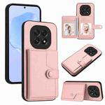 For OPPO A5 / F29 Button Card Bag RFID Anti-theft Phone Case(Pink)