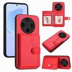 For OPPO Find X8 Ultra Button Card Bag RFID Anti-theft Phone Case(Red)