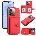 For OPPO A5 Energy / A5 Pro 5G Global Button Card Bag RFID Anti-theft Phone Case(Red)