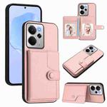 For Realme 14 Button Card Bag RFID Anti-theft Phone Case(Pink)