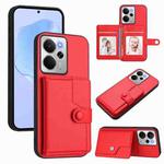 For Realme 14 Button Card Bag RFID Anti-theft Phone Case(Red)