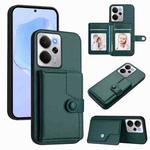For Realme 14 Button Card Bag RFID Anti-theft Phone Case(Green)