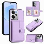 For Realme 14 Button Card Bag RFID Anti-theft Phone Case(Purple)