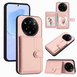 For Realme 14 Pro+ Button Card Bag RFID Anti-theft Phone Case(Pink)