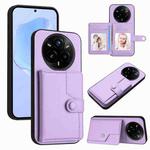 For Realme 14 Pro+ Button Card Bag RFID Anti-theft Phone Case(Purple)