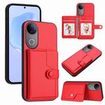 For vivo V50 / V50e Button Card Bag RFID Anti-theft Phone Case(Red)