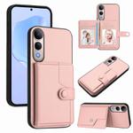 For vivo V50 Lite 4G Button Card Bag RFID Anti-theft Phone Case(Pink)