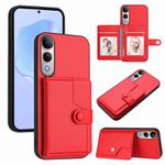 For vivo V50 Lite 4G Button Card Bag RFID Anti-theft Phone Case(Red)