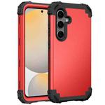 For Samsung Galaxy S24 FE 5G 3 in 1 Silicone Hybrid PC Shockproof Phone Case(Red Black)