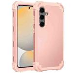 For Samsung Galaxy S24 FE 5G 3 in 1 Silicone Hybrid PC Shockproof Phone Case(Rose Gold)