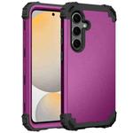 For Samsung Galaxy S24 FE 5G 3 in 1 Silicone Hybrid PC Shockproof Phone Case(Dark Purple Black)