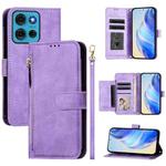 For Motorola Moto G75 5G Multi-Card Slots Zipper Wallet Leather Phone Case(Purple)