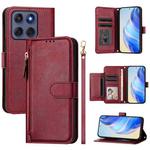 For Motorola Edge 60 Fusion / Edge 5G 2025 Multi-Card Slots Zipper Wallet Leather Phone Case(Dark Red)